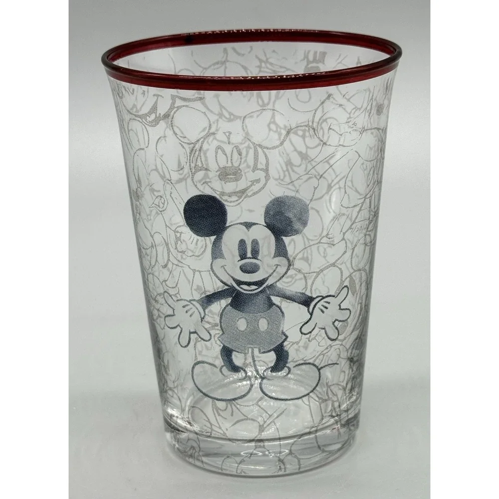 Pottery Barn Disney Mickey‎ Mouse Glass Tumblers Set of 4 Black White